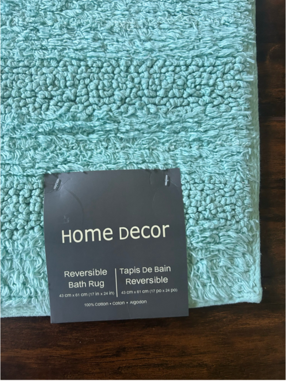 Bath Rug One Size Turquoise Reversible Cotton Bath Mat